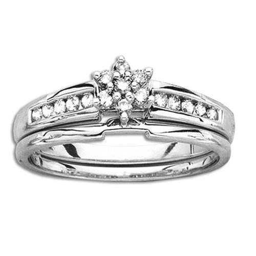 10K White Gold 1/4 ct. Diamond Bridal Engagement Set