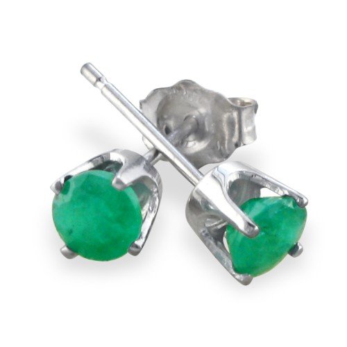 4mm Emerald Stud Earrings crafted in Sterling Silver 1/2ct tgw