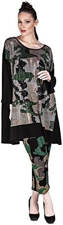 LuckyBEBE Women's Plus Size Embellished Camo Rhinestones Tunic Dress, Moda Di Lorenza by HK