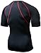 TSLA CLSX Men's UPF 50+ Quick Dry Short Sleeve Compression Shirts, Athletic Workout Shirt, Water Sports Rash Guard, Zero Block Black & Red, X-Large