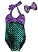 Little Girls 2pcs Swimmable Mermaid Princess Bikini Swim Bathing Suit+Headband (2-3 Years)