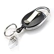 Solid Black Carabiner ID & Name Badge Holder Reel, Vinyl Strap & 1'' Split Ring, 30 Inch Retractable Nylon Cord, Sold As A Pack Of 100