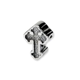 Budded Cross Charm in Sterling Silver for Pandora, Kera and other 3mm Bracelets