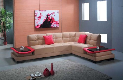 2 pcs Sectional Italian Leather Sofa Set, Item#3336