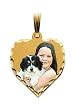 Custom Photo Pendant  Petite Solid 14k Yellow Gold Heart Pendant with Diamond Cut Edge Photo Pendant Picture Charm Created From Your Favorite Photo