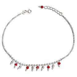 Womens Anklets Pair in Sterling Silver 10.5 Inches (ganklt012)
