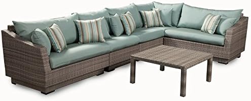 RST Brands 6-Piece Cannes Modular Sectional Sofa Patio Furniture Set, Bliss Blue