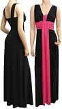 Grecian Black & Cerise Evening Maxi Dress(1050) In 4 Lengths