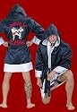 Boxing robe. With Hood. Navy blue. Embroidery Thai in the back.