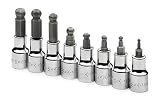 SK Hand Tools 19752 8-Piece 3/8-Inch Drive Metric Ball Hex Bit Socket Set