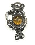 Sterling Silver Cognac Amber Brooch