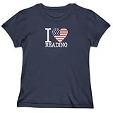 T-Shirt Woman Navy Blue  I Love Reading  Pennsylvania Usa City