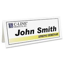C-Line Large Inkjet/Laser Name Tent Cards, Scored, White, 4.25 x 11 Inches Folded, 50-Count (87517)
