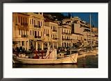 19th Century Buildings and Fishing Vessels in Gythio Harbour, Gythio, Peloponnese, Greece Framed Photographic Poster Print by Glenn Beanland, 29x21