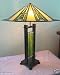 20 Inch Wide Hand Crafted Tiffany Stained Glass Mission Style Table Lamp Lamps T20553