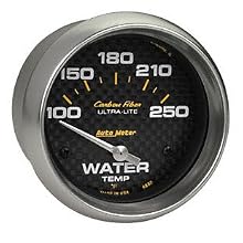 Auto Meter 4737 Carbon Fiber Short Sweep Electric Water Temperature Gauge