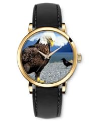 SPRAWL Aanalog Fashion Series Gold Ladies Watches of Genuine Black Leather Strap,Unique Wrist Watch for Women Girls Designed with Eagle