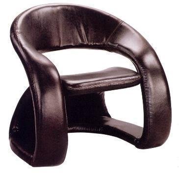 Retro Modern 70s Style Lounge Chair in a Burgundy Finish