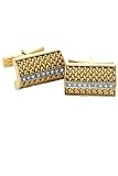 14k Gold and Diamond Mesh-Weave Cufflinks