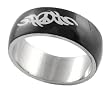 Stainless Steel Polished Black Tribal Peace Sign Band