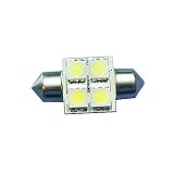 LEDwholesalers Festoon 31mm 4 SMD5050 LED Cool White, 10-30V DC, 1442WH