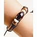 Chinese Jewelry / Chinese Clothing / Chinese Apparel: Chinese Bracelets - Chinese Leather String Jade Bracelet - Brown Leather with Tibetan Bead