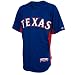 MLB Mens Texas Rangers Cool Base Royal/Scarlet Short Sleeve Authentic Button Front Batting Practice 