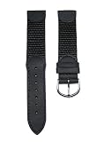 19mm Black Leather & Nylon Watch Band Fits Men's Victorinox Swiss Army Original Watch 24220, 24221 & 24378