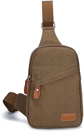 Catmacas Men's Cotton Canvas Shoulder Hiking Crossbody Backpack Army Coffee