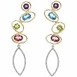 14K Yellow Gold Multi-Gemstone and Diamond Earrings