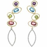 14K Yellow Gold Multi-Gemstone and Diamond Earrings