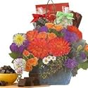 Beautiful Flower Bouquet Gift Tote Bag of Decadent Chocolate Treats - Gourmet Food Gift Basket