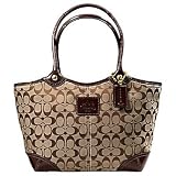 AUTHENTIC COACH BLEECKER SIGNATURE TOTE 12564 (Khaki/Mahogany)