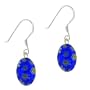 Sterling Silver Murano Glass Blue Oval Millefiori Earrings