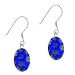 Sterling Silver Murano Glass Blue Oval Millefiori Earrings