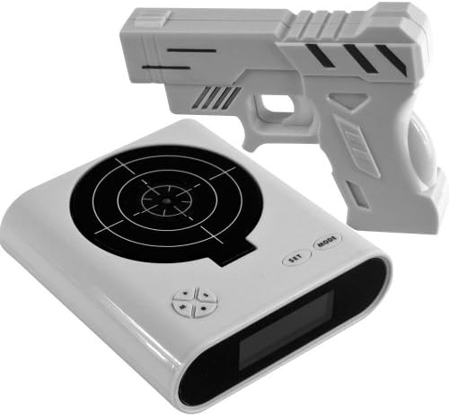 NEW Newwest Version Novelty USB Gun Alarm Clock Funny Target Shooting Game Toys Gifts Chirstmas New Year (White)