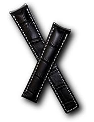 WSW Black Alligator-style leather watchband with white stitching to fit TAG Heuer 6000 Series gents models