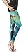 DQdq Women's Digital Printing Leggings Stretchy Tights Green Galaxy