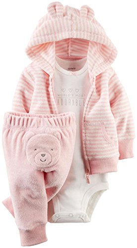 Carter's Baby Girls' 3 Piece Terry Cardigan Set (Baby) - Pink - 3M