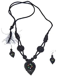 Asian Jewelry Necklace and Earing In Terracota Handcrafted Womens Gift