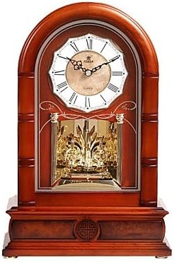 POWER 15"H Elegant European Retro Style Solid Wood Border Crystalline Pendulum Music Super Mute Tabletop Clock