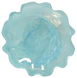 Colorful Recycled Art Glass Sky Blue Blossom Plate 12.75D