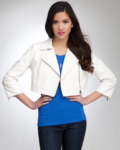 Pintuck Crop Moto Jacket - EGRET (M)