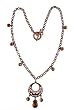 Necklace - N428 - Antique Copper Tone Necklace with Faceted Metallic Plated Glass Bead Dangles