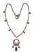 Necklace - N428 - Antique Copper Tone Necklace with Faceted Metallic Plated Glass Bead Dangles