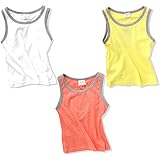 Spinas(スピナス) タンクトップ （３枚セット）キッズ 子供服 男の子 女の子 無地 シンプル 定番 コットン 綿 ノースリーブ パステル カラー 全５色 （ホワイト イエロー　オレンジ　グリー