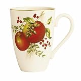 Lenox Wiliamsburg Boxwood & Pine Gold Banded Ivory China Apple Mug