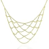 10K Diamond Cut Beaded BIB Design Necklace - 17