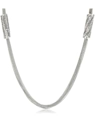 ABS By Allen Schwartz Silver Tone Rhinestone Wrap Station Necklace, 34"