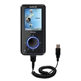 Coiled Power Hot Sync and Charge USB Data Cable w/ Tip Exchange for the Sandisk Sansa E250 - Gomadic Brand